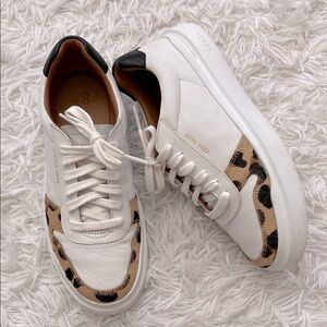 Cole Haan Grand pro rally White Sneakers with cow fur & cheetah Print